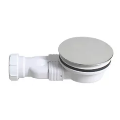 Flomasta Space-Saving Shower Waste Trap White / Stainless Steel 90mm