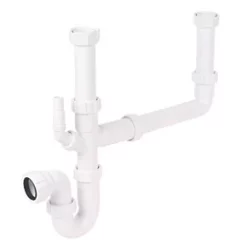 FloPlast Double Bowl Sink Trap Kit White 40mm