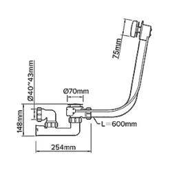 Flomasta Bath Waste & Trap with Overflow White 40-43mm -Wastes & Traps Sales 936KJ A2